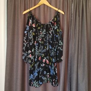 Parker Cold Shoulder Floral Print Silk Shift Dress